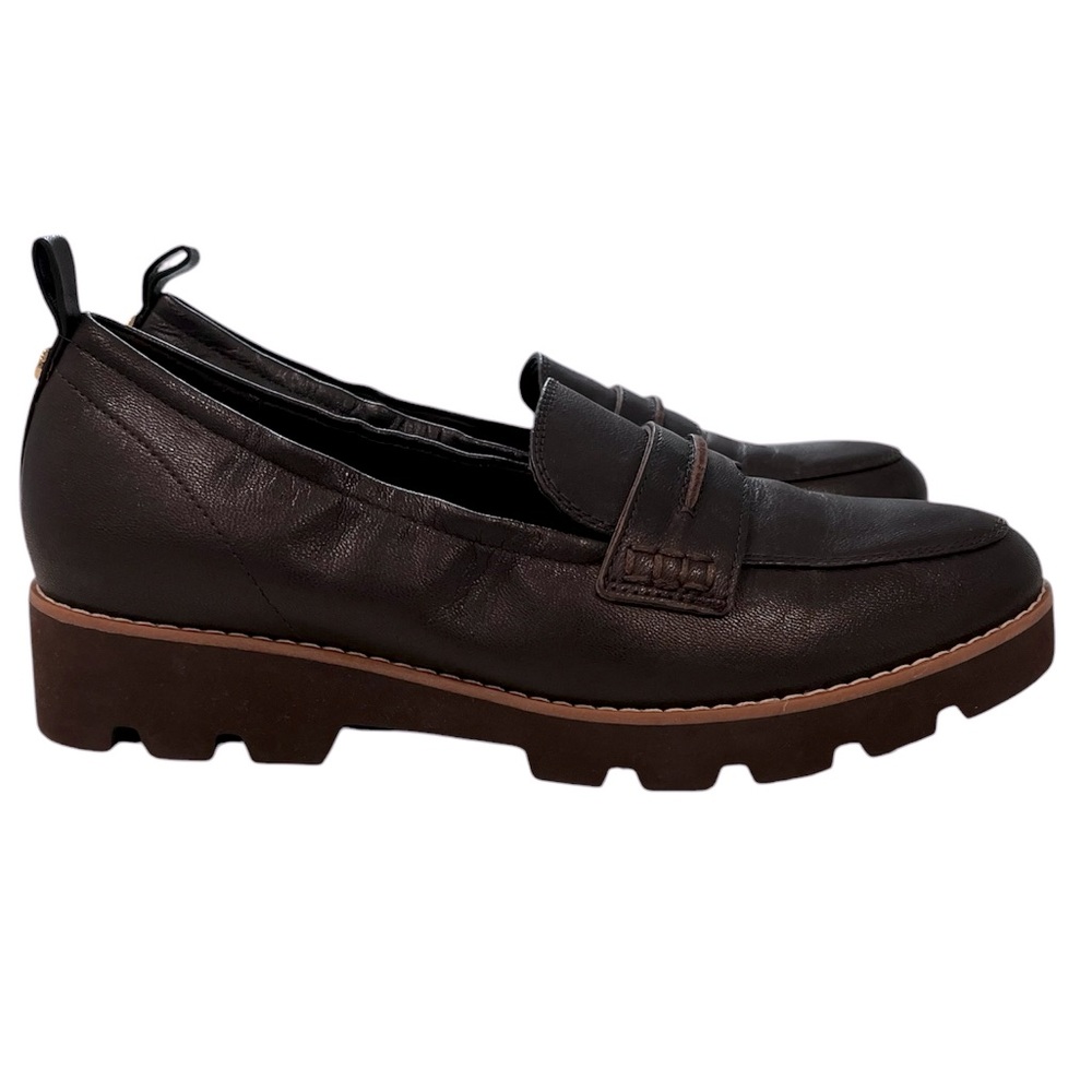 VIONIC Cheryl II NWOB Dark Brown Leather Chunky Sole Loafers Size 7